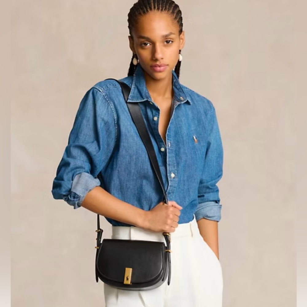 RALPH LAUREN POLO ID CALFSKIN MINI SADDLE BAG CROSSBODY